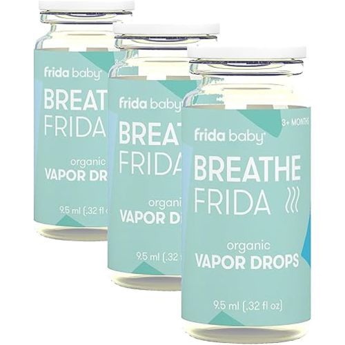 Frida Baby Breathefrida Vapor Bath Drops, Baby-Congestion Relief with Eucalyptus Essential Oil for Humidifier, Aromatherapy Oil Help Baby Breathe Easy (Pack of 3)
