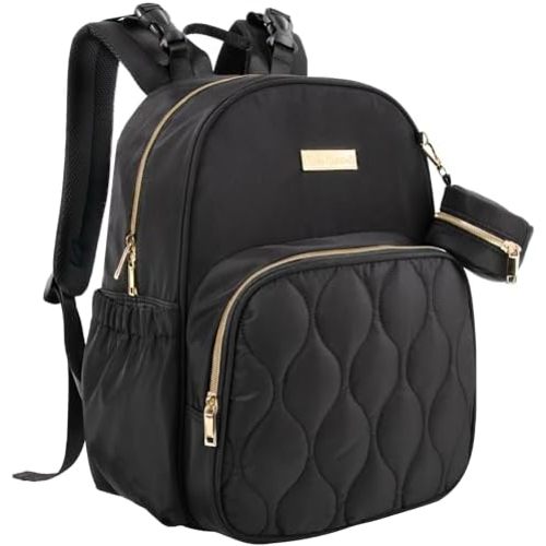 Baby Essentials 3 in 1 Diaper Bag Backpack, Changing Pad & Pacifier Pouch for Newborns, Infants, Toddlers - Quilted, Smooth, Sheek, Padded in Design, Black
