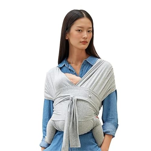 Konny Baby Carrier Flex SoftBreeze with Head Support - Adjustable, Easy to Wear, Hands-Free Breathable Baby Wrap Sling, Perfect for Newborn Babies Essentials up to 44 lbs (XS-XL) - Beige