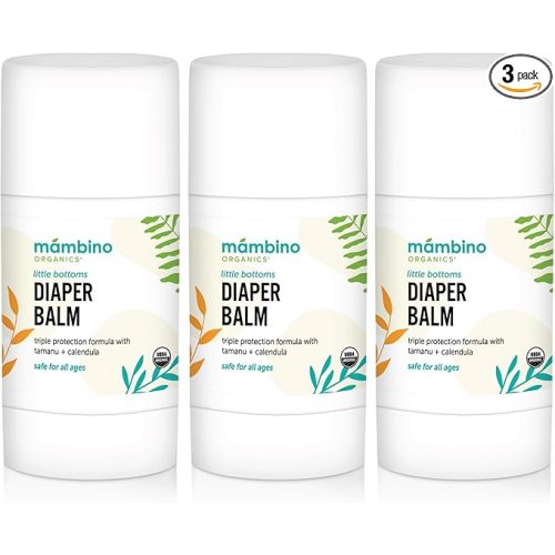 Mambino Organics Little Bottoms Diaper Balm, Baby Essentials Diaper Rash Cream, Newborn Essentials Must Haves, Calendula and Oatmeal, Cruelty-Free, 0.63 Ounces, 3-Pack