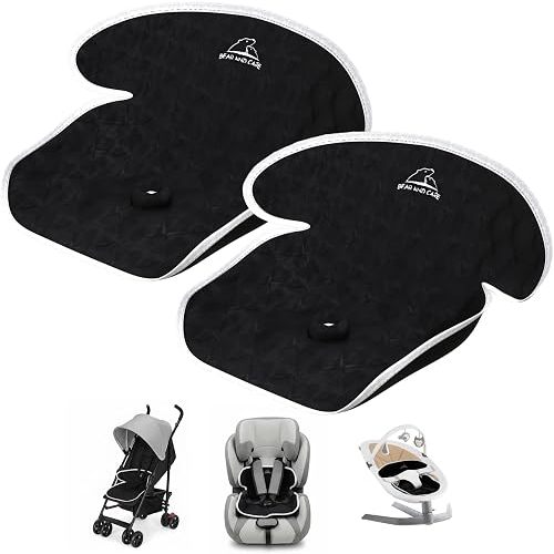 Bear and Care - Piddle Pads - Strollers, Bouncers & Car Seat Pad, Waterproof & Machine-Washable Cover on Car Potty for Toddler Toilet Training (Black, Pack of 2)