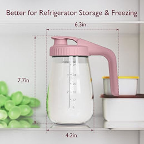 Amazon.com: Momcozy Breast Milk Pitcher, Glass Storage Container Wide Mouth, 32oz Pink | Heat-resistant Glass, No Leak Sealing, Breastmilk Fridge Storage, Baby Formula Pitcher, Easy Clean, Multipurpose Use