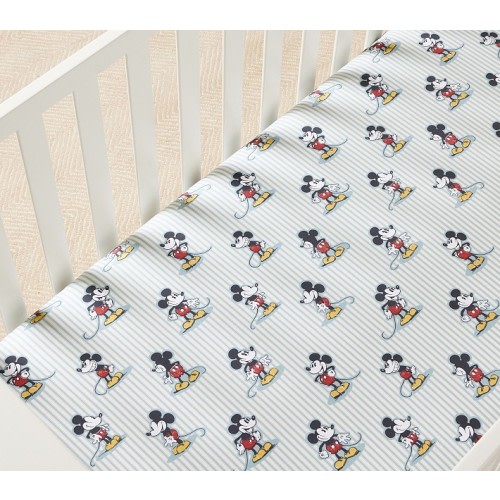 Disney Home x Sanderson Mickey Mouse Stripe Organic Crib Fitted Sheet