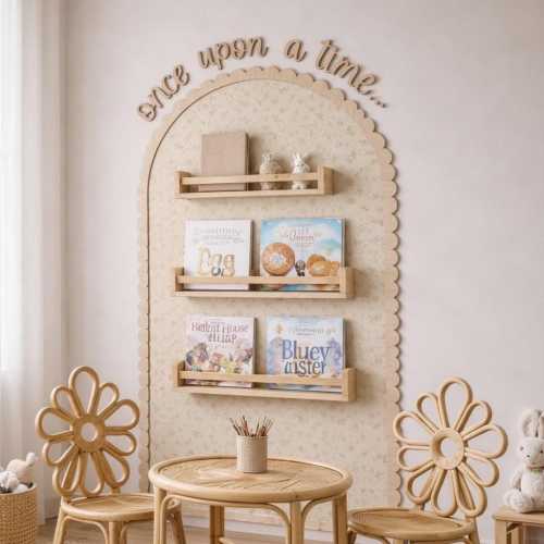 Once Upon A Time Wood Sign  Curved Nursery Wall Decor  Storybook Quote  Arched Wall Trim Topper  Wooden Nursery Sign Boho Playroom Decor