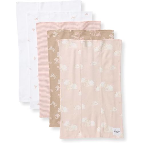 Burt's Bees Baby Infant Burp Cloths, 100% Organic Cotton Extra Absorbent Soft Fabric Drool Cloths, 5-Pack Newborn Must-Have Essential Large Burping Cloths, One Size 17 x 11.75 Inches