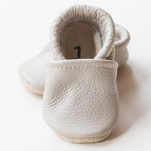 Gender Neutral Leather Baby Shoes with Soft Soles Light Gray – Sun & Lace