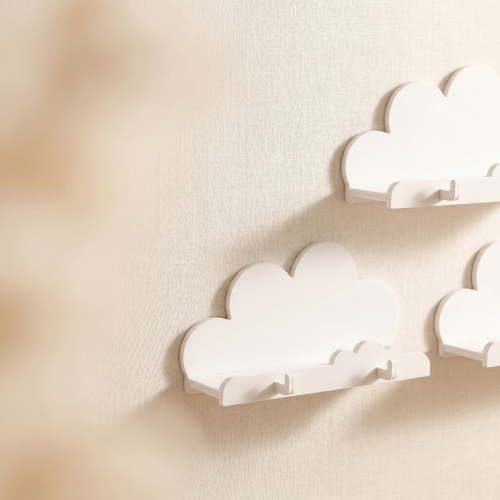 Minimalist Wooden Cloud Shaped Wall Shelf, Solid Smooth Wood Structure, Lightweight Floating Design, Practical Wall Rack for Indoor Display and Daily Storage