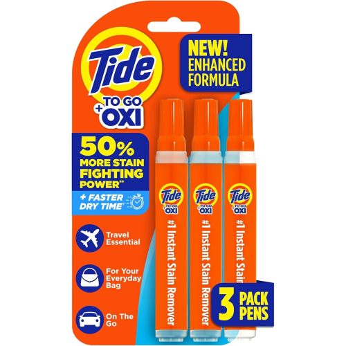 Tide Stain Remover for Clothes, Tide To Go Pen, Instant Stain Remover Pen & Spot Cleaner, Portable & Travel-Friendly, Works on Food & Drink Stains, Fits in Purses & Bags, 3 Count (Pack of 1)