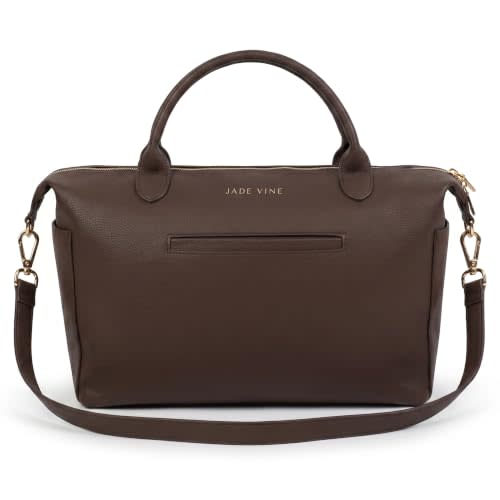 jade vine Vegan Leather Diaper Bag Tote | Converts to Backpack, Crossbody, Shoulder & Stroller | Changing Pad, Wipe Case & Clutch Included | 12 Pockets | Cruelty Free