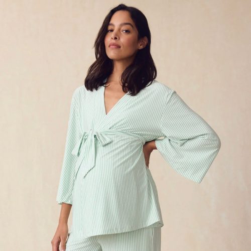 LAKE | Women | DreamModal® Pajamas | Salt Spray Pencil Stripe Maternity Kimono Bundle