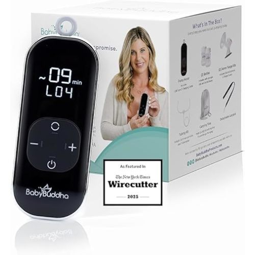 BabyBuddha Breast Pump 2.0, Portable Primary Breast Pump, Wearable Hands-Free Electric Breastfeeding Pump with Soft Stimulation Mode, Hospital Grade, 3 Modes, 21 Suction Levels, 22–24mm Flange