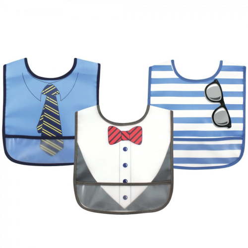 Luvable Friends Baby Boy Waterproof PEVA Bibs 3pk, Boy Dress Up, One Size