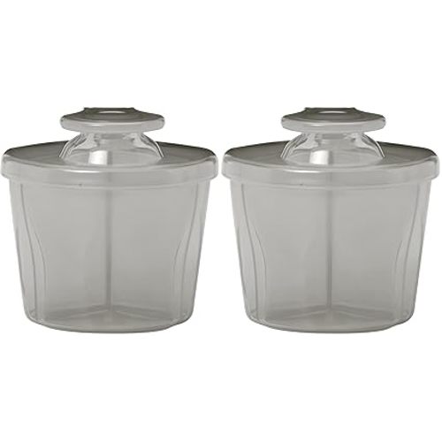 Dr. Brown's Baby Formula Dispenser with Snap-On Lid for On-The-Go Feedings, Milk Powder Dispenser for Traveling with Infant, Gray (Pack of 2)