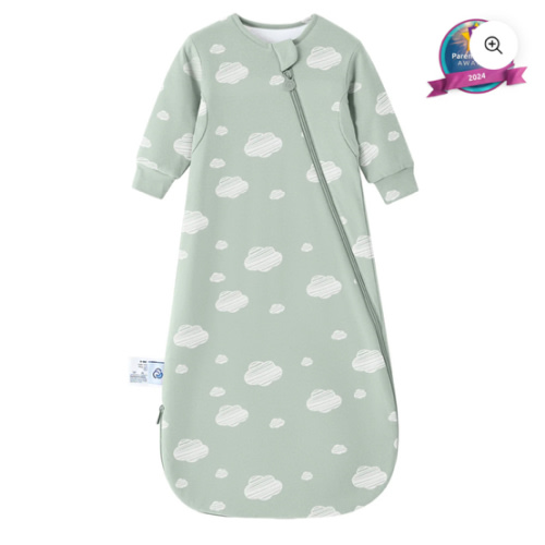 All Season Long Sleeve Sleep Sack 1.0 TOG - Organic Cotton & Camel Wool - Green Sky