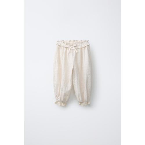 EMBROIDERED JOGGERS - Ecru | ZARA United States