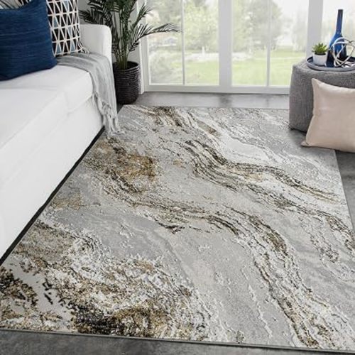 LUXE WEAVERS Modern Abstract Indoor Anthracite 8x10 Area Rug