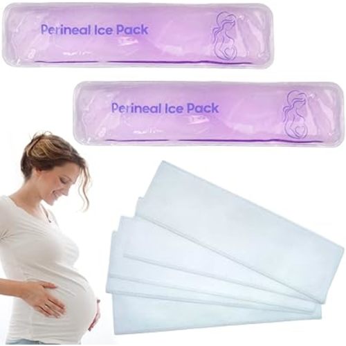Reusable Perineal Ice Packs for Postpartum & Hemorrhoid Pain Relief, Hot & Cold Pack for Women After Pregnancy, 2 Ice Pack and 3 Non-Woven Cover. Purple