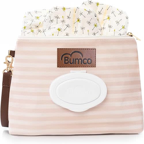 Bumco Diaper Clutch Bag - Portable Wipes Dispenser & Diaper Holder, Airtight Travel Baby Wipes Case, Wipe Dispenser Travel Baby Wipes Dispenser On the Go, Diaper Wristlet