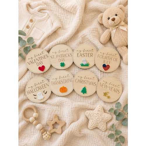 Engraved and Acrylic - Baby's First Holiday Milestone Cards - Photo Prop Set