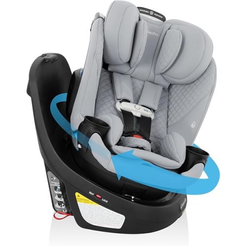 Evenflo Revolve360 Slim 2-in-1 Rotating Car Seat with Green & Gentle Fabric (Quartz)