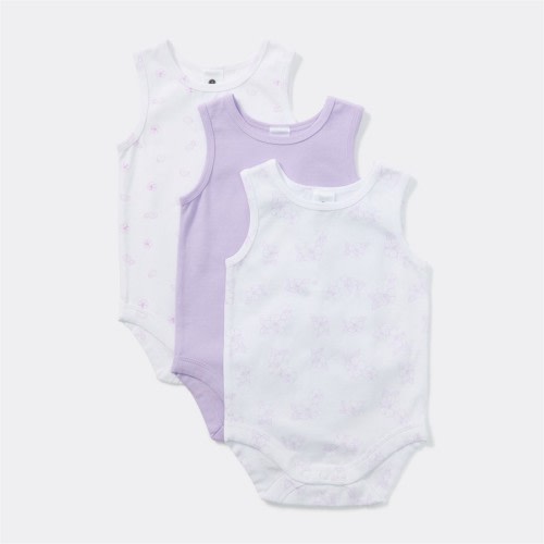 Dymples Baby Stretch Singletsuit 3 Pack - Pastel Lilac & White - Size 00