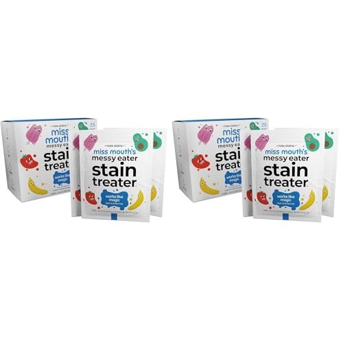 Miss Mouth's Messy Eater Stain Treater Wipes - 50 Pack Stain Remover - Newborn & Baby Essentials - No Dry Cleaning Food, Grease, Coffee Off Laundry, Underwear, Fabric