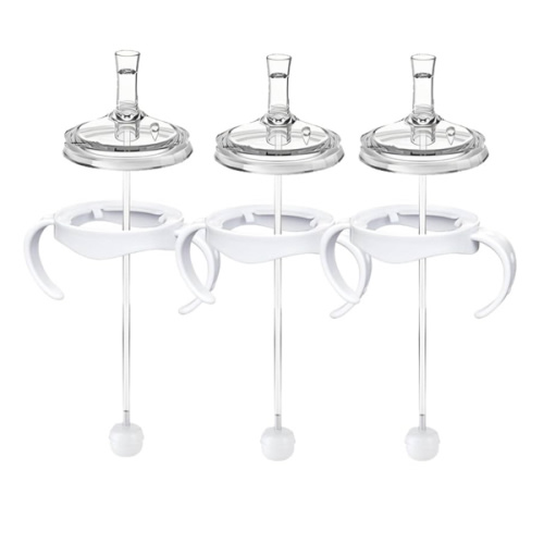 Sippy Cup Conversion Kit for Philips Avent Natural Baby Bottles, Soft Straw top and Weighted Sippy Cup Transition Kit with Handles for Kids, Pack of 3
