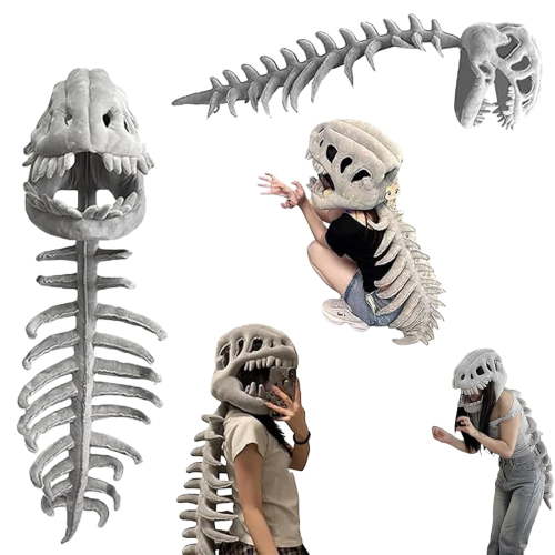 Spinosaurus Plush Dino Outfit, 47inch Outfit Fun Dinosaur Skeleton Plush Costume with Spine Extension for Parties