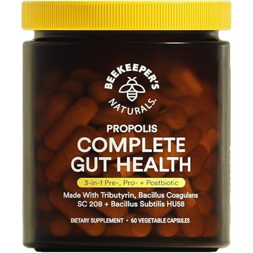 Beekeeper's Naturals Complete Gut Health, 3-in-1 Pre, Post, Probiotics 60ct