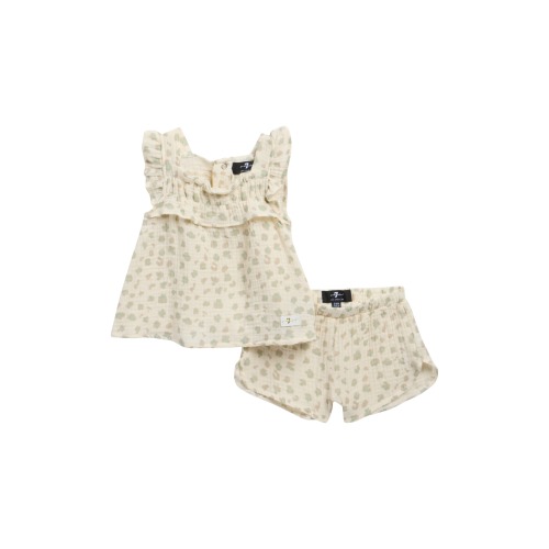 7 For All Mankind Ruffled Smocked Top & Shorts Set (Women) | Nordstromrack