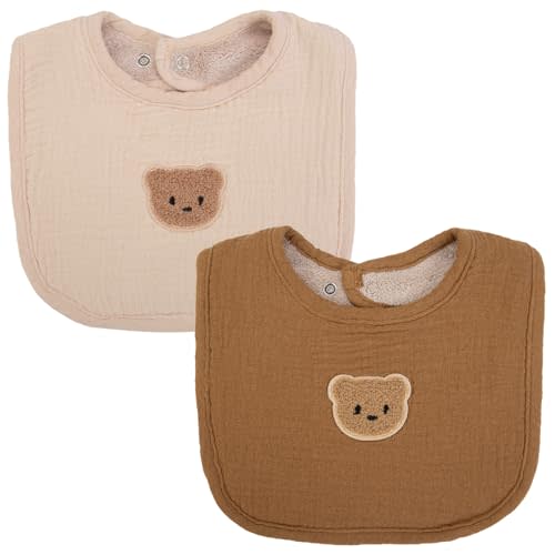 Cute Bear Baby Bibs for Unisex Boys Girls Soft Terry Cloth Adjustable Teething Drooling Bibs for Newborn Toddler