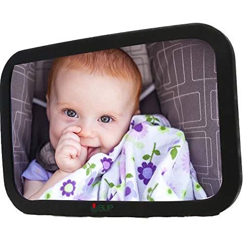 BLIP Baby Car Mirror for Rear Facing Back Seat, X-Large, Clear Shatterproof Acrylic with 360° Multi-Directional Tilting and Viewing, Infant Safe Adjustable Headrest Straps
