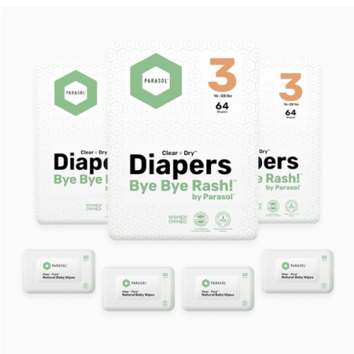 Parasol Size 3 Bundle of 192 Diapers & 240 Wipes