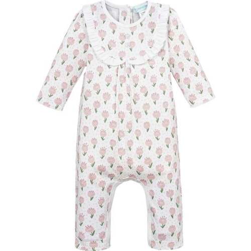 Ruffle-Yoke Romper, Pink Camila , 100% Pima Cotton - Feather Baby | Maisonette