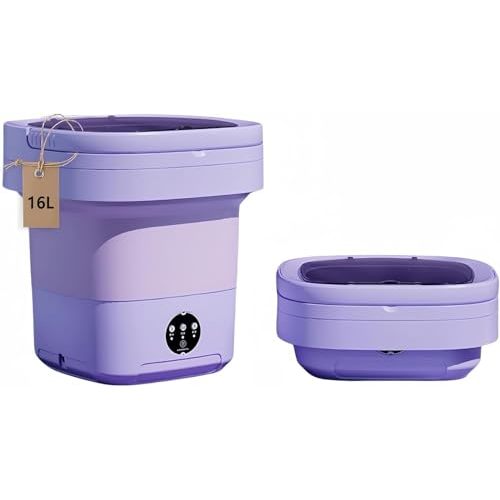 Portable Washing Machine, Mini Washer,16L Upgraded Large Capacity Foldable Washer.Deep Cleaning of Underwear, Baby Clothes and Other Small Clothes.Suitable for Apartments, Dormitories, Hotels.(Purple)