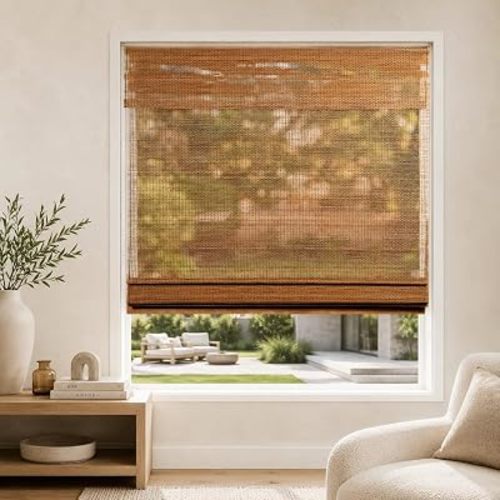 CHICOLOGY Cordless Bamboo Roman Shade, Light Filtering, Acorn 27"x64"