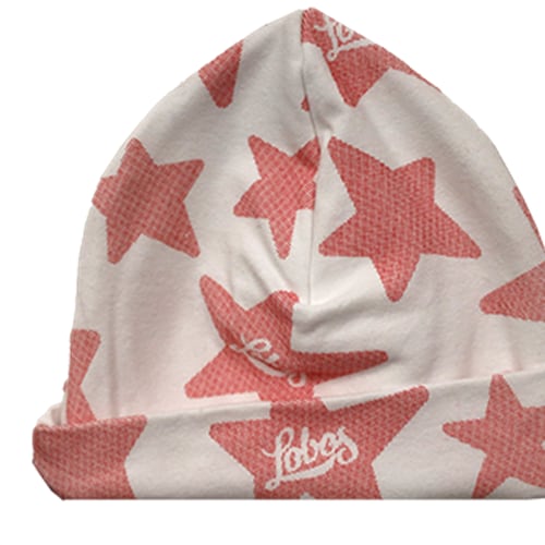 UNM Bookstore Newborn Baby Beanie Lobos Stars White/Red