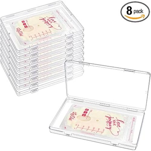 GRETJOB 8 Pcs Clear Flat Breast Milk Freezer Storage Organizer, Space Saving Breastmilk Freezer Tray for Breastfeeding Bag Organization, Reusable Breastmilk Storage Containers, 7.48 x 5.11 x 0.67 in