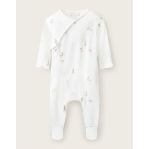 Organic Cotton Blend Playful Bunnies Wrap Sleepsuit (0–24mnths) | The White Company