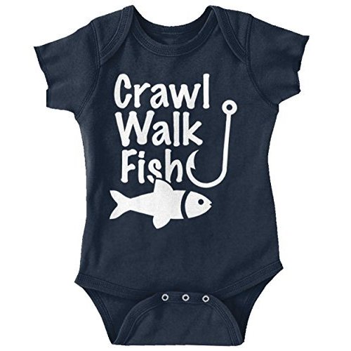 Brisco Brands Crawl Walk Fish Hook Outdoor Lover Baby Romper Boys or Girls