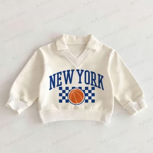 NEW YORK Baby Basketball White Polo Top