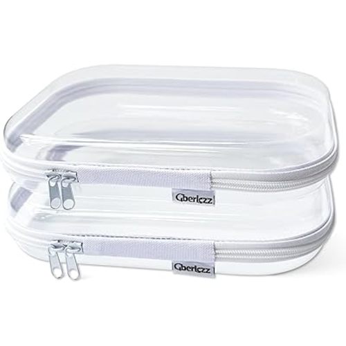 Clear Hard Zipper Case for Storage, Durable Clear Zipper Pouches, Hard Plastic Zippered Pouch for Snacks Toy Travel Organizer