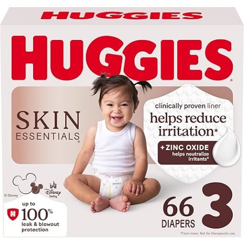 Huggies Size 3 Diapers, Skin Essentials Baby Diapers, Size 3 (16-28 lbs), 66 Count