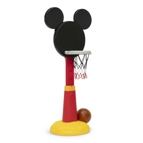 Disney Mickey Mouse Plastic Basketball Set by Delta Children - Includes Basketball Hoop, 1 Basketball and Ball Pump, Red/Black