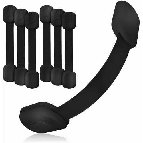 3M Adhesive Child Safety Strap Locks by Baby Proof Me, Baby Latches for Cabinets, Dishwashers, Fridges, Ovens and Trash Cans, Stain Free Toilet Lock (6 Safety Latches)