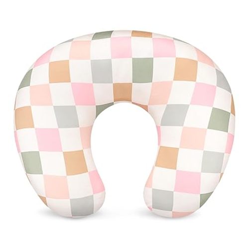 DILIMI Nursing Pillow Cover, Stretchy Removable Case for Breastfeeding Pillows, Ultra Soft Comfortable Slipcover for Baby Girl and Boy, Colorful Checkerboard