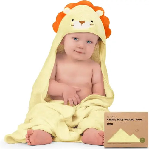 KeaBabies Baby Hooded Towel - Viscose from Bamboo Baby Towel Organic Bamboo Towel - Infant Towels - Large Hooded Towel - Baby Bath Towel with Hood for Girls, Babies, Newborn Boys, Toddler (Lion)