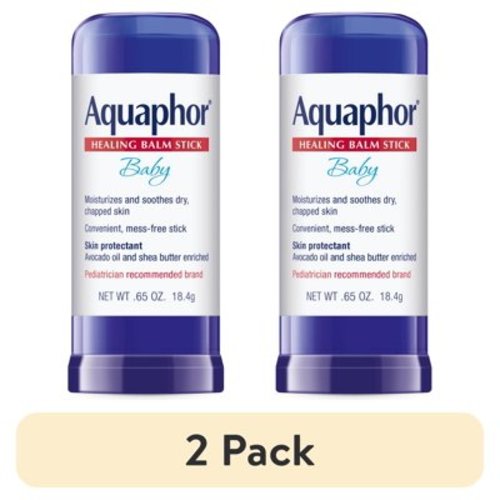 (2 pack) Aquaphor Baby Healing Balm Stick for Dry, Chapped, Chafed Skin, Hypoallergenic, Mess-Free, 0.65 oz