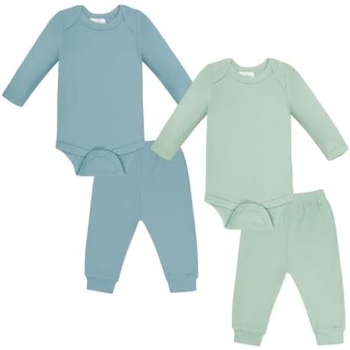 Comfort Baby Outfit Set: Soft Bodysuits and Pants Layette Set, 4-Piece Unisex Baby Clothes Gift for Boys Girls