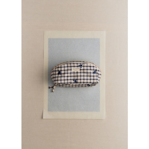 Beauty Case - Floral Embroidery Check